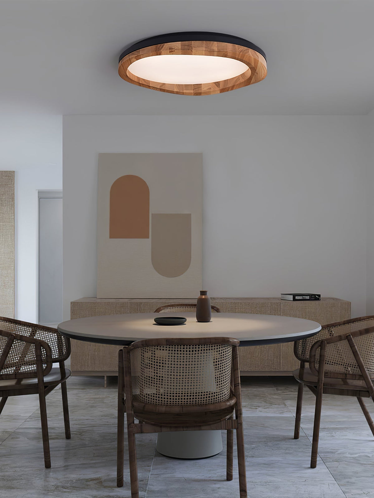 Artalis walnoothout vlakke plafondlamp