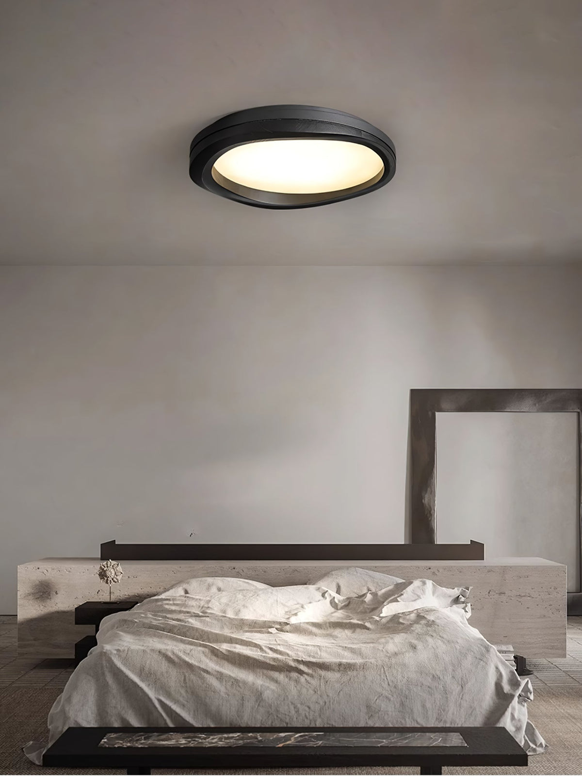 Artalis walnoothout vlakke plafondlamp