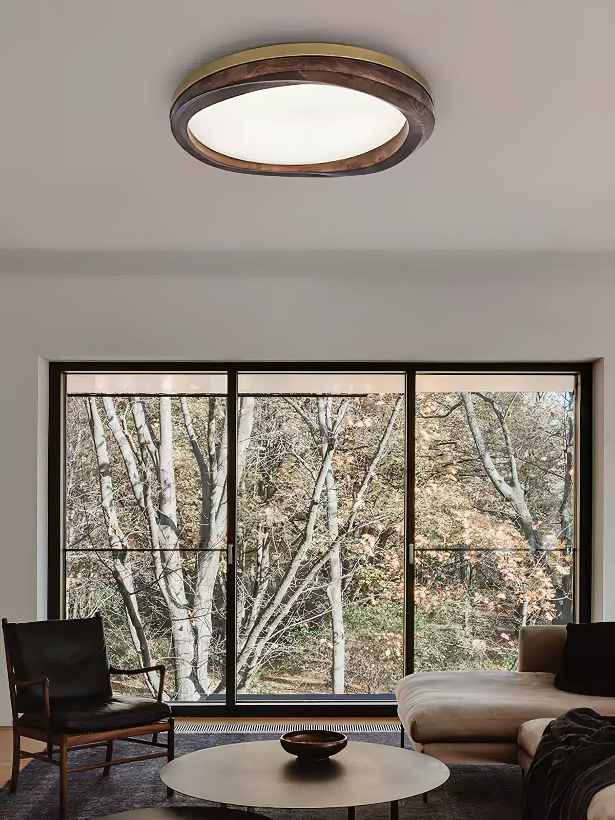 Artalis walnoothout vlakke plafondlamp