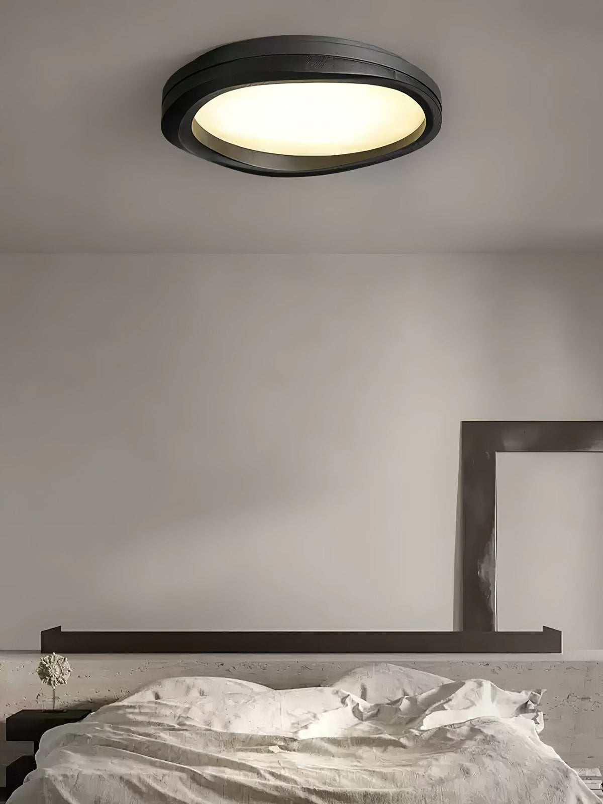 Artalis walnoothout vlakke plafondlamp