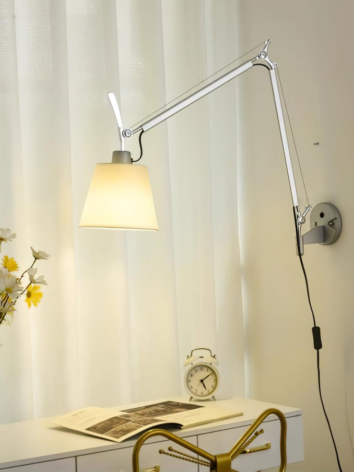 Elvinir Rocker Moderne wandlamp met stoffen kap