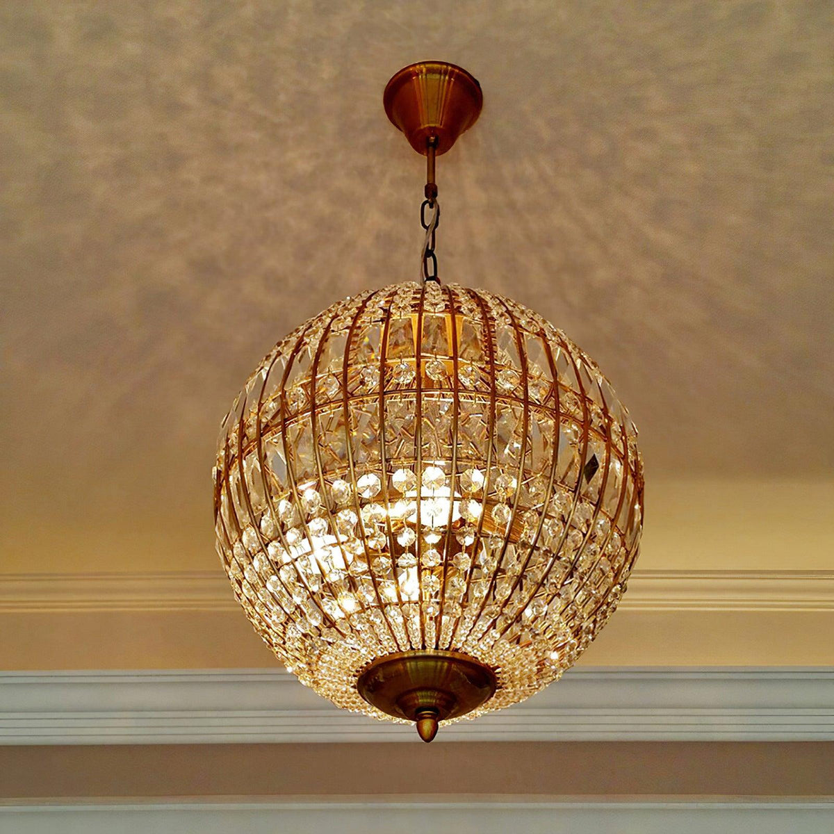 Elyinissa Kroonluchter Goud bollen Kristal Vintage