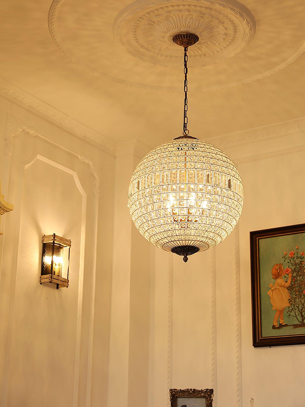 Elyinissa Kroonluchter Goud bollen Kristal Vintage