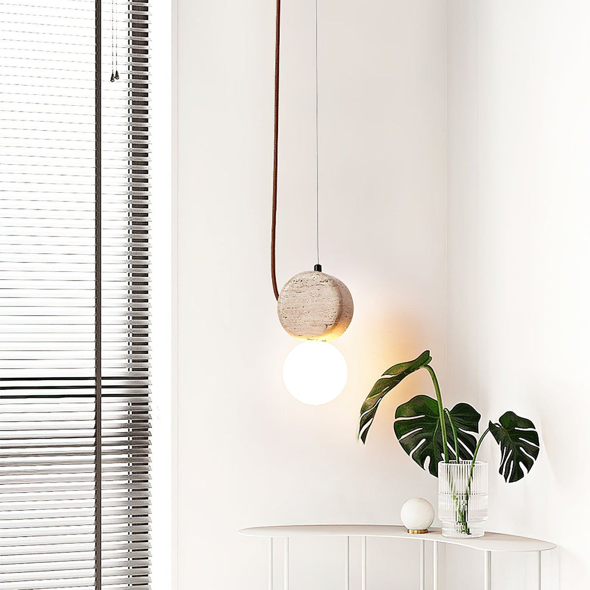 Zosolyra dubbele schijf travertin hanglamp