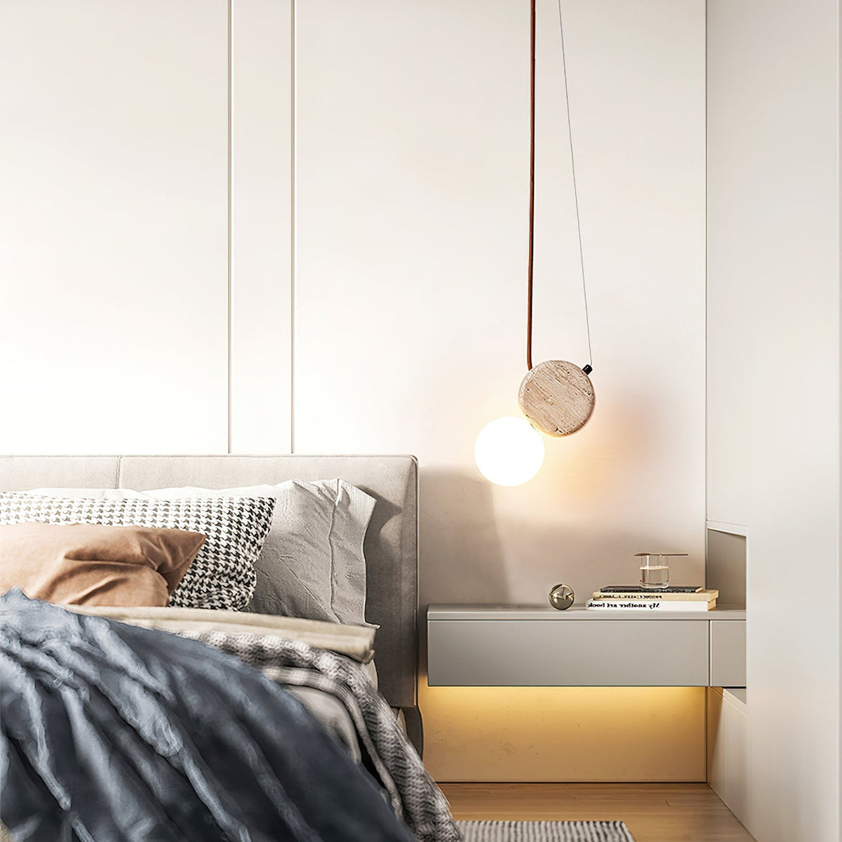 Zosolyra dubbele schijf travertin hanglamp