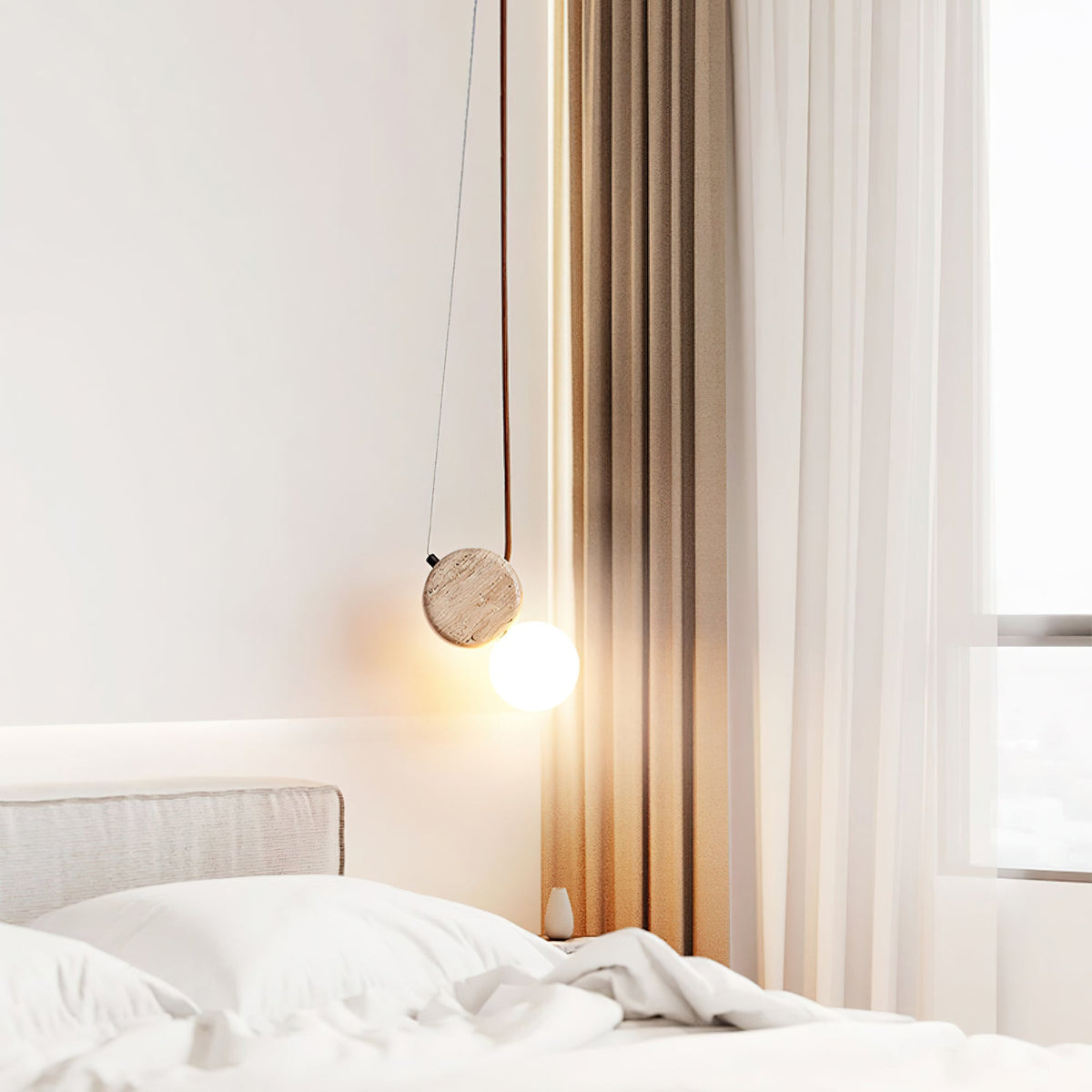 Zosolyra dubbele schijf travertin hanglamp