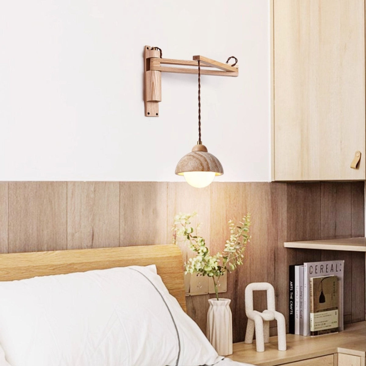 travertin wandlamp met zwenkarm