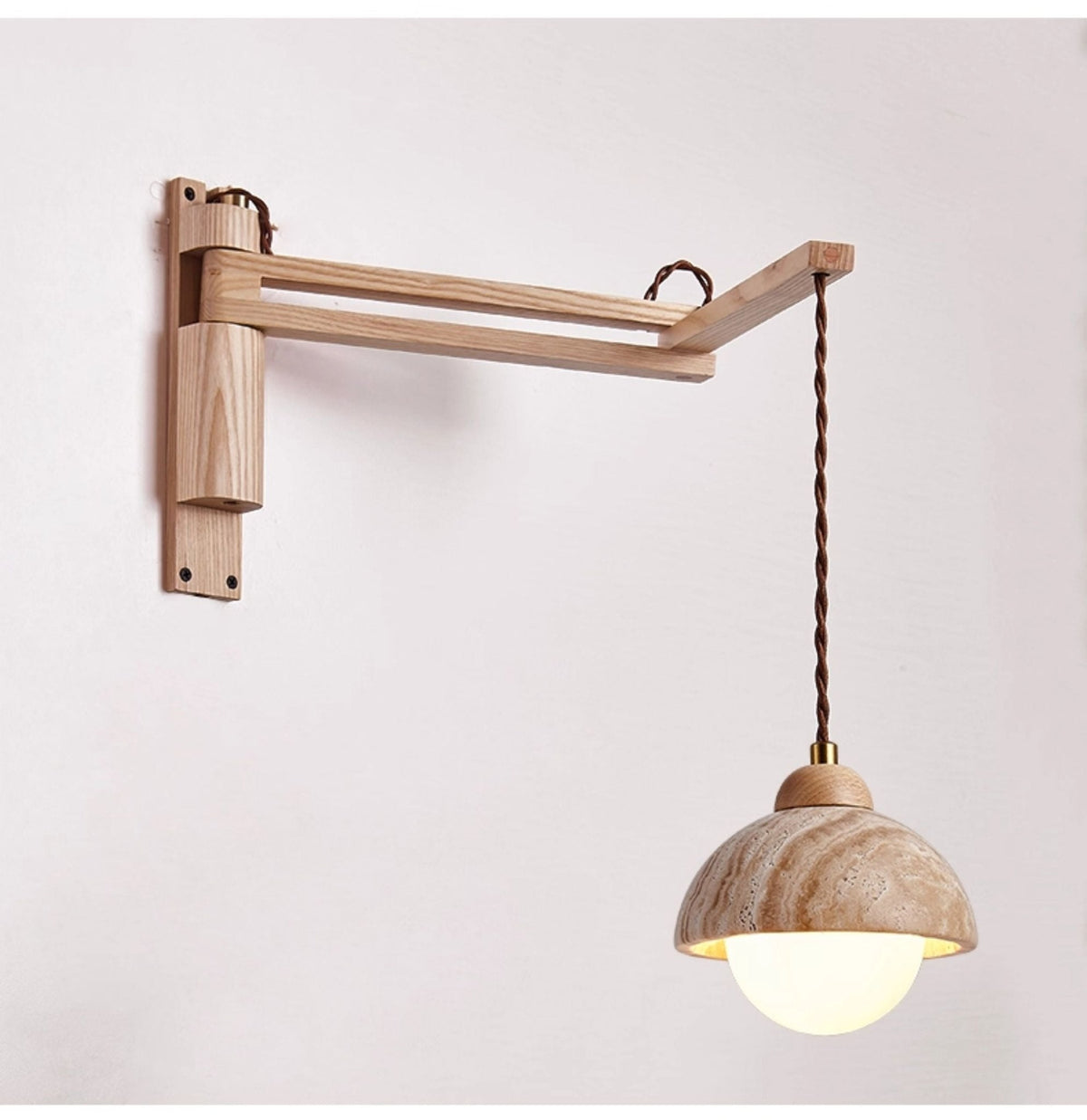 travertin wandlamp met zwenkarm