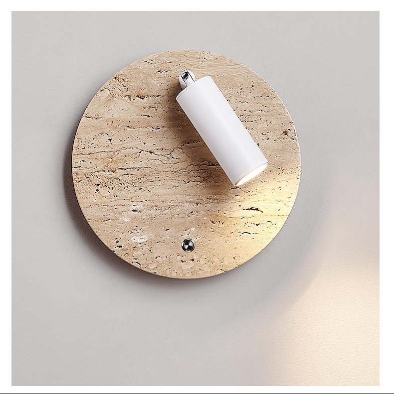 Selan travertin wandlamp met verstelbare spot