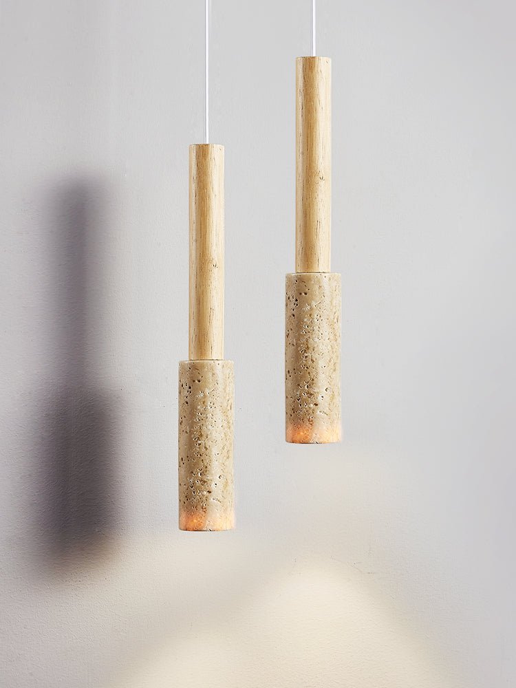 Mercer hanglamp met geel travertinstok