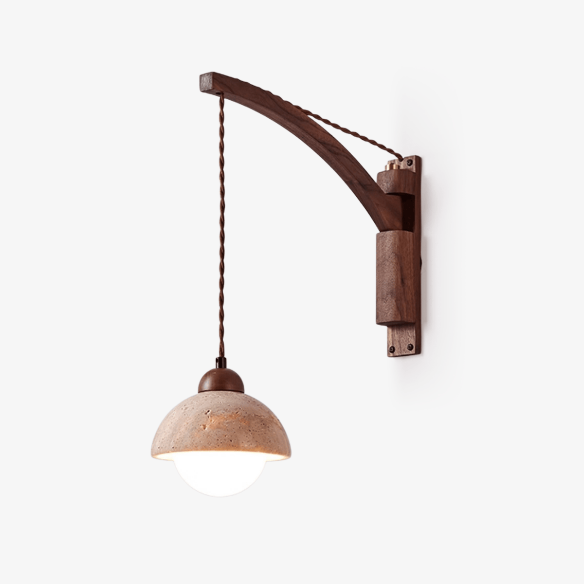 travertin wandlamp met zwenkarm
