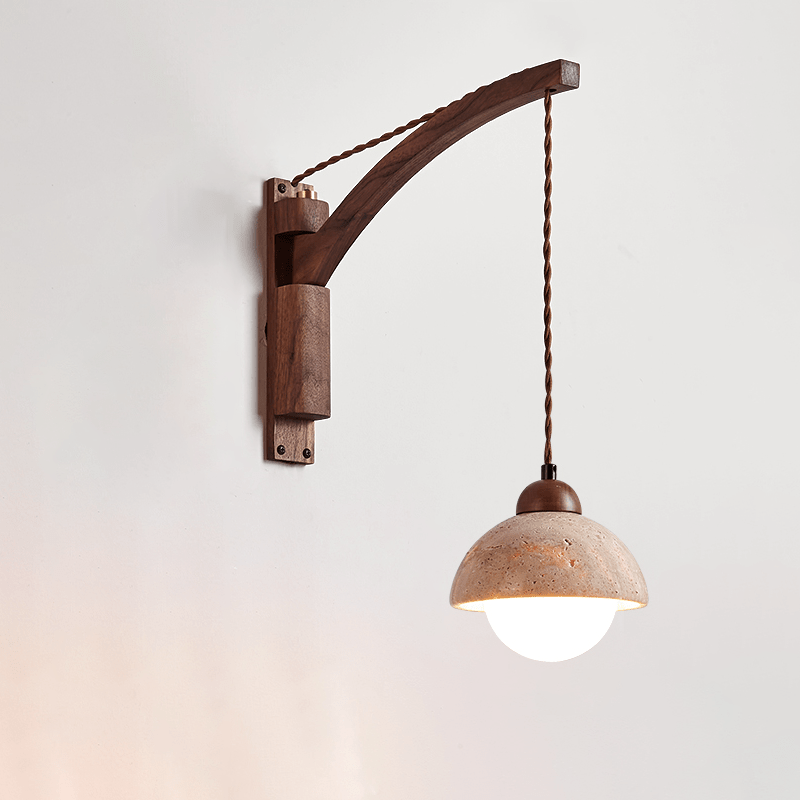 travertin wandlamp met zwenkarm