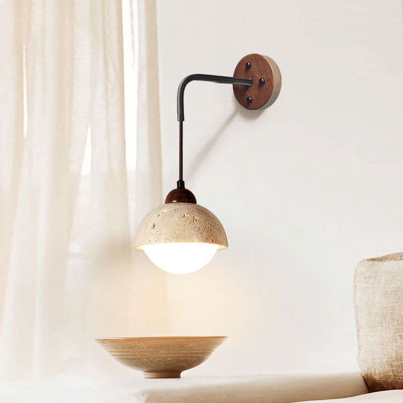 travertin wandlamp met zwenkarm
