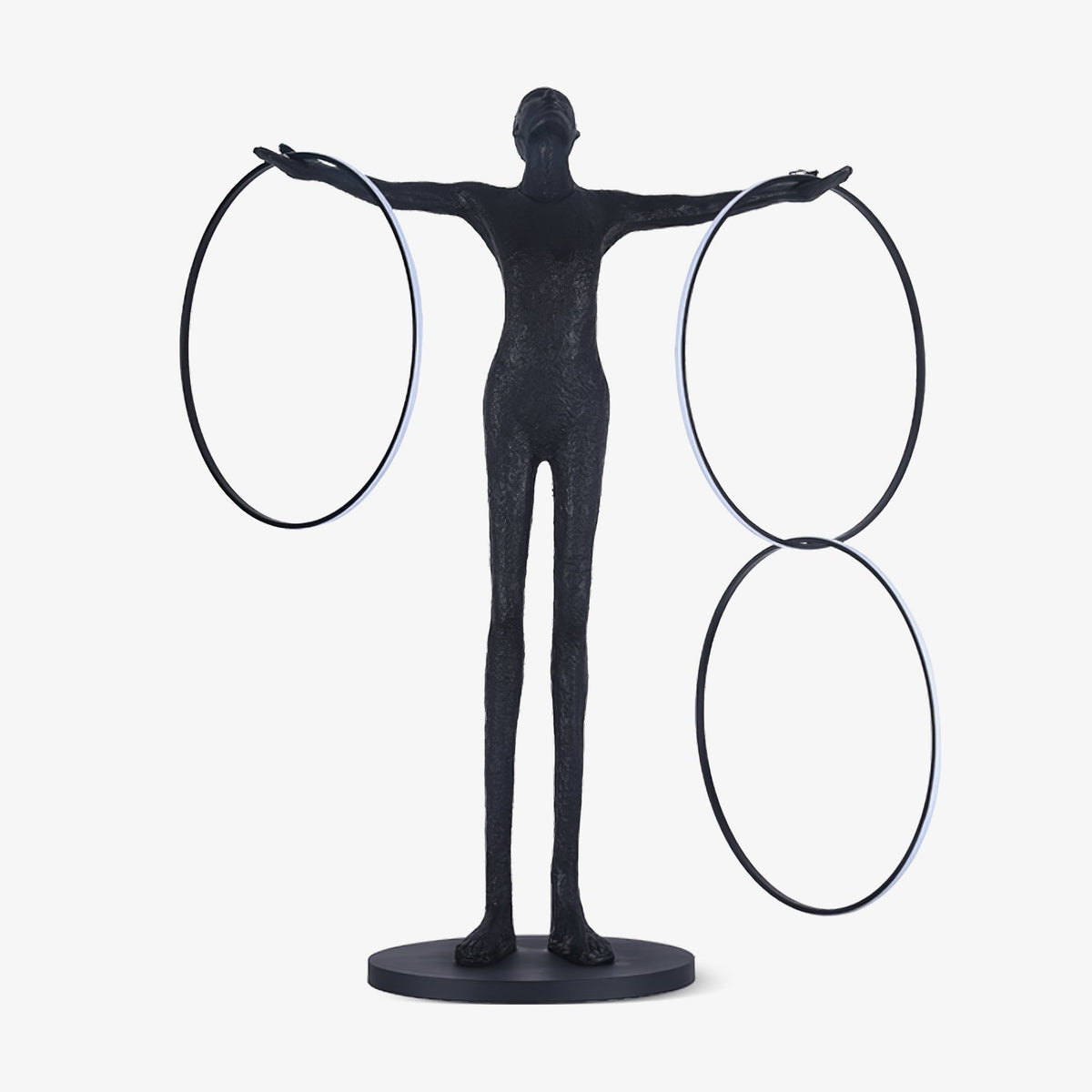 Eclipsa Dual-Ring Sculptural Zwart vloerlamp