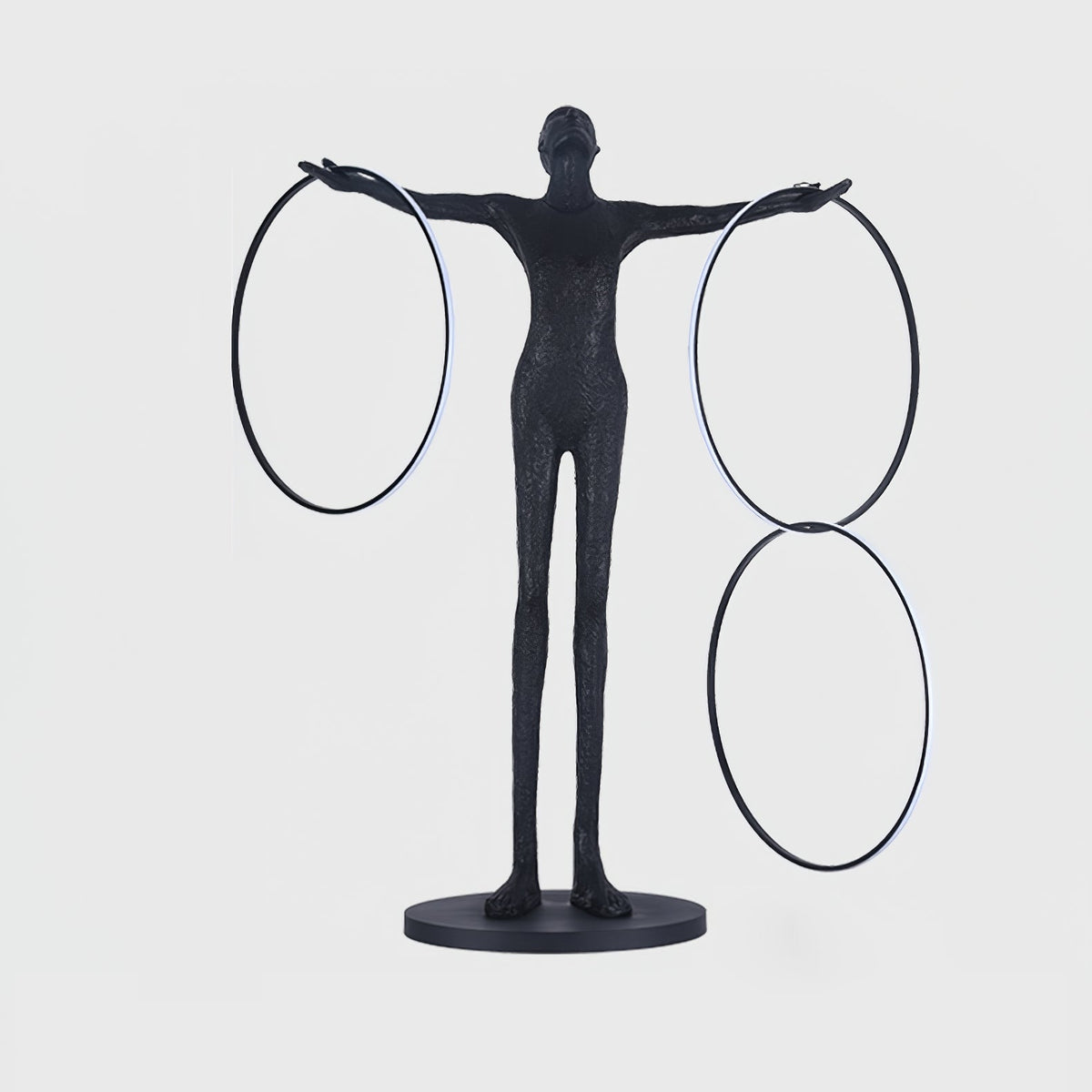 Eclipsa Dual-Ring Sculptural Zwart vloerlamp