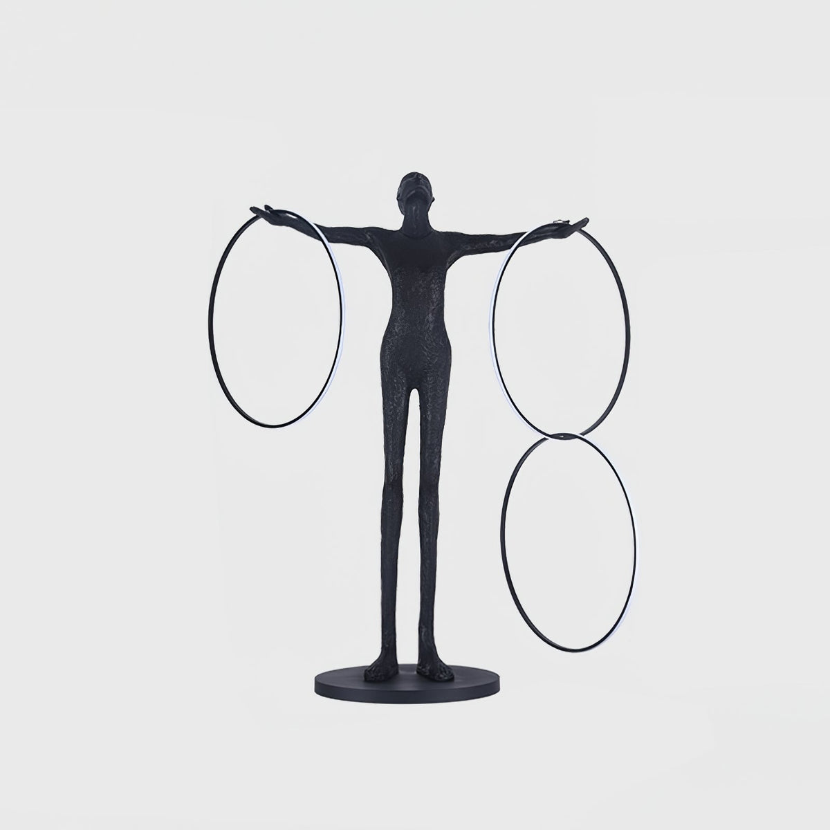 Eclipsa Dual-Ring Sculptural Zwart vloerlamp