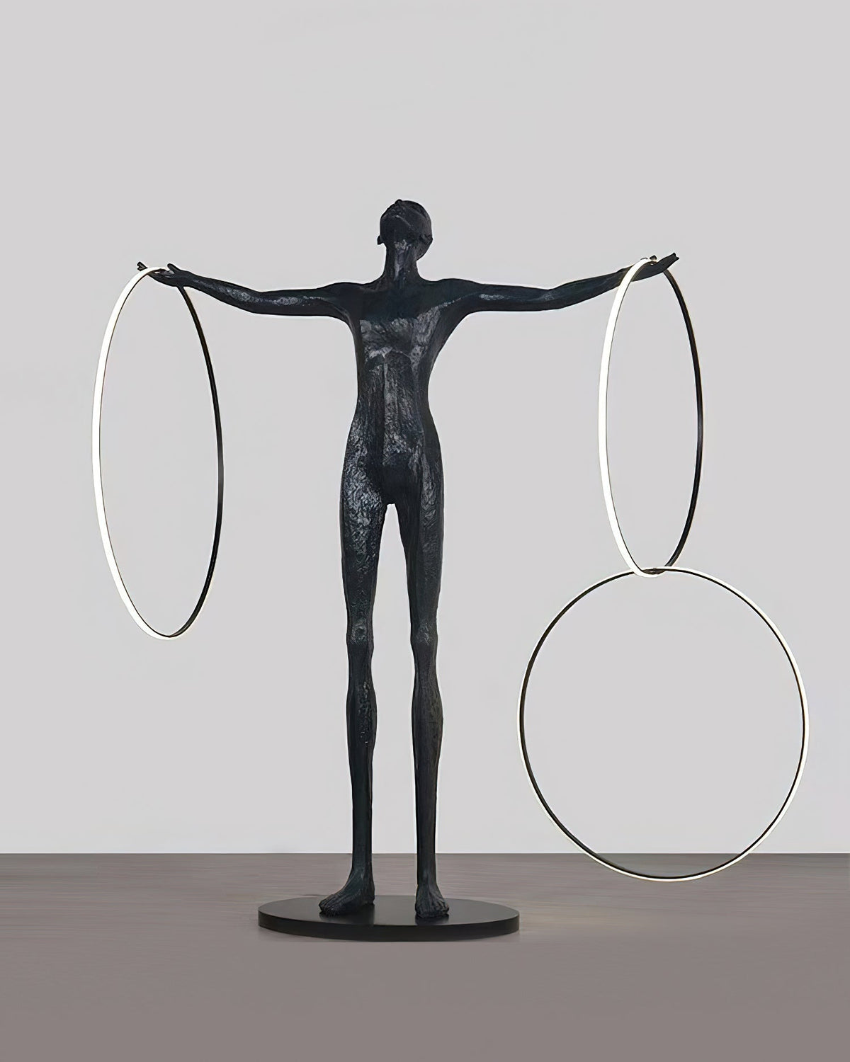 Eclipsa Dual-Ring Sculptural Zwart vloerlamp