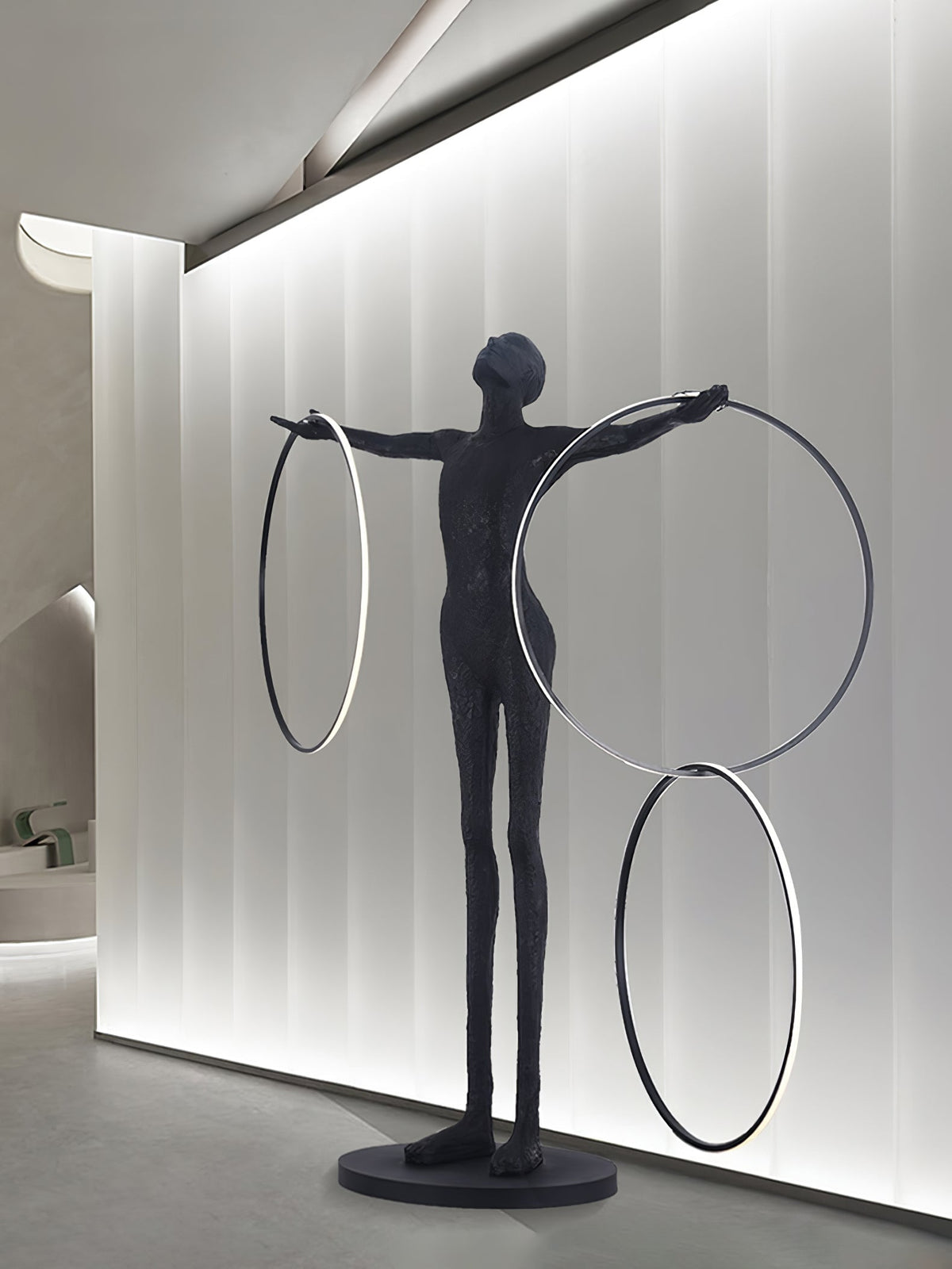 Eclipsa Dual-Ring Sculptural Zwart vloerlamp