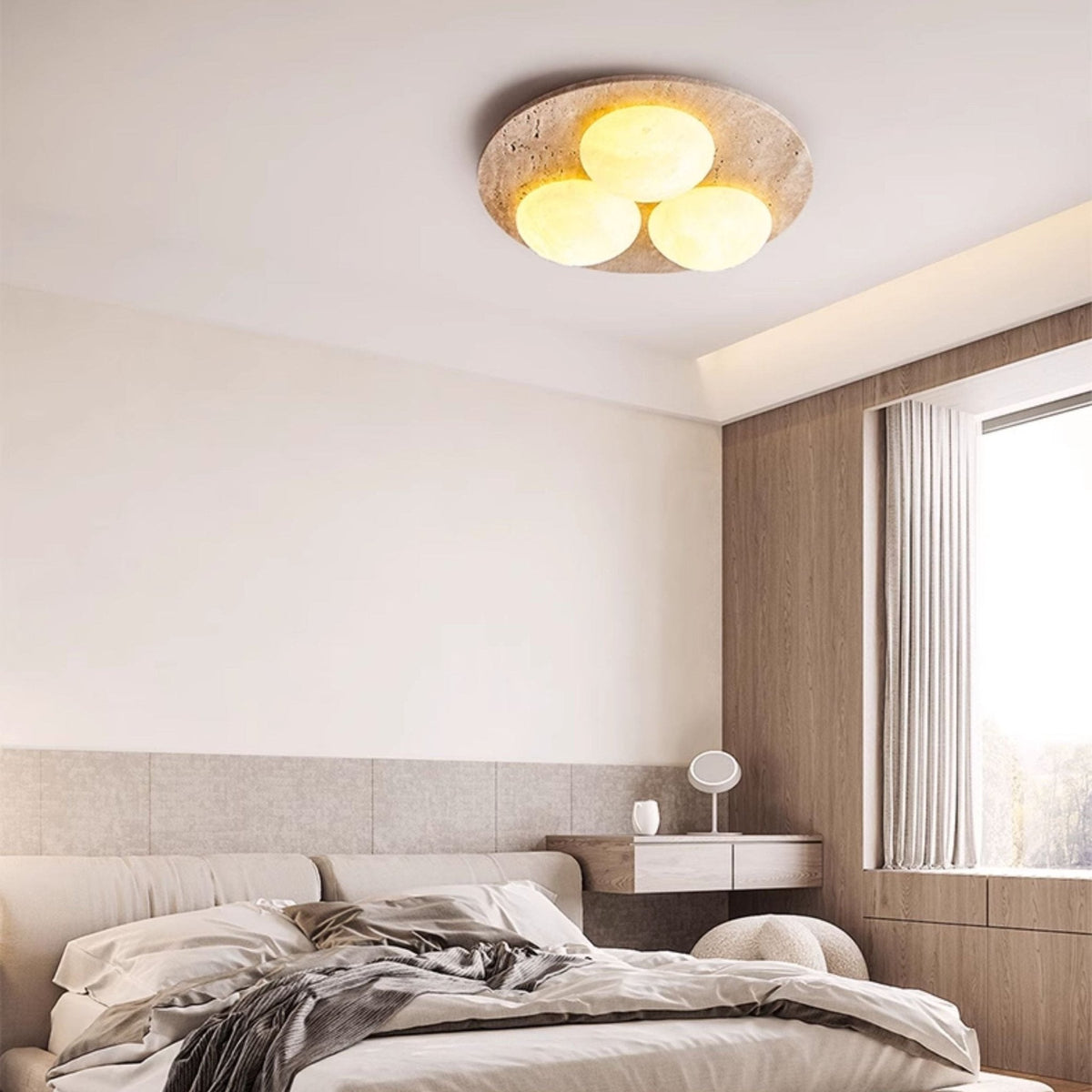Trio travertin plafondlamp
