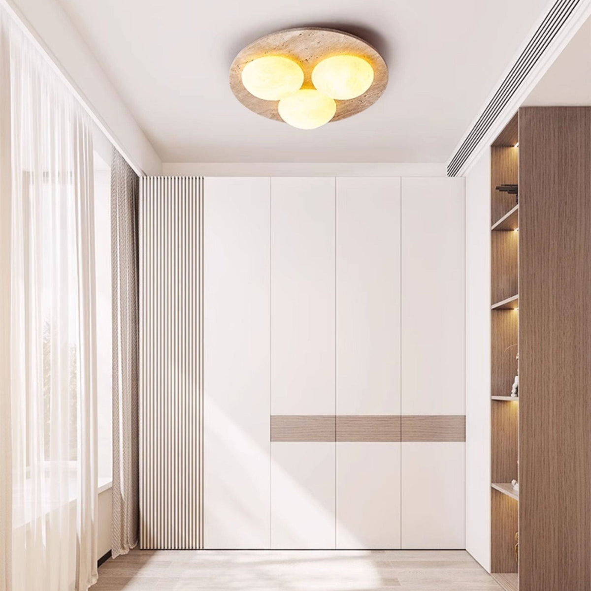 Trio travertin plafondlamp
