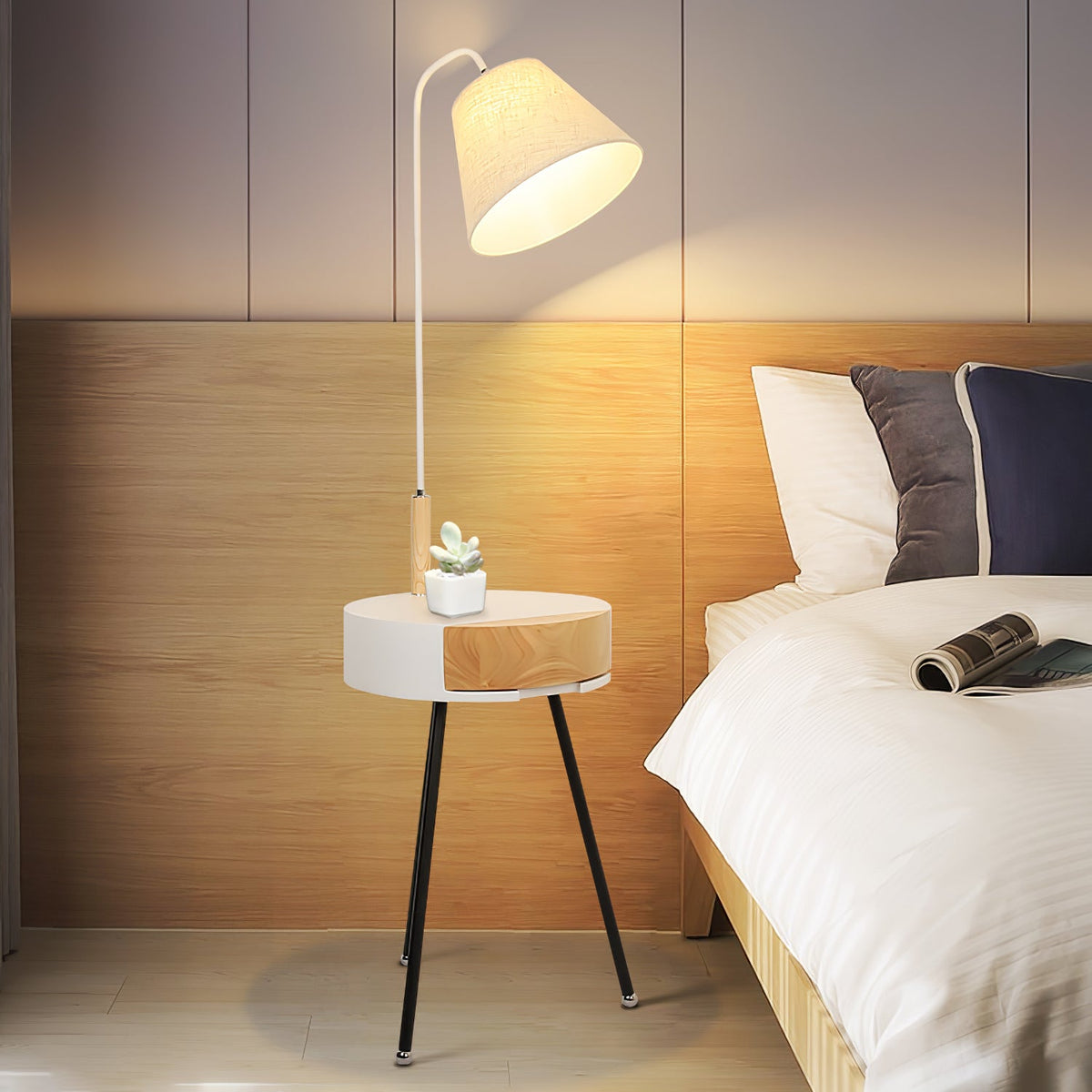 Lumo driepoot vloerlamp van linnen