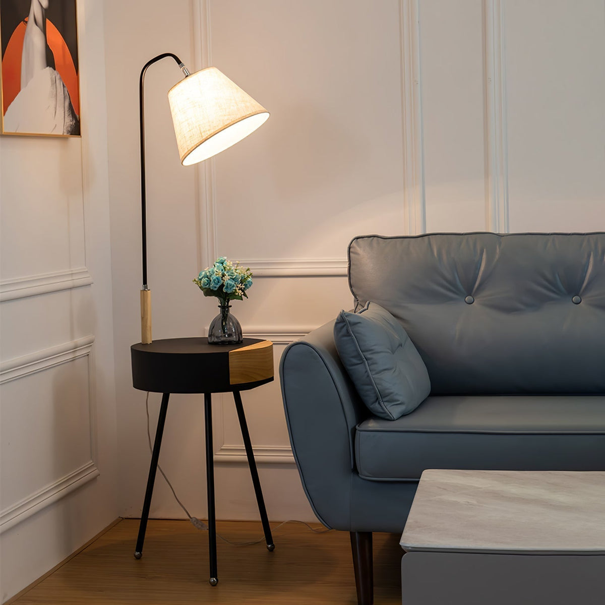 Lumo driepoot vloerlamp van linnen
