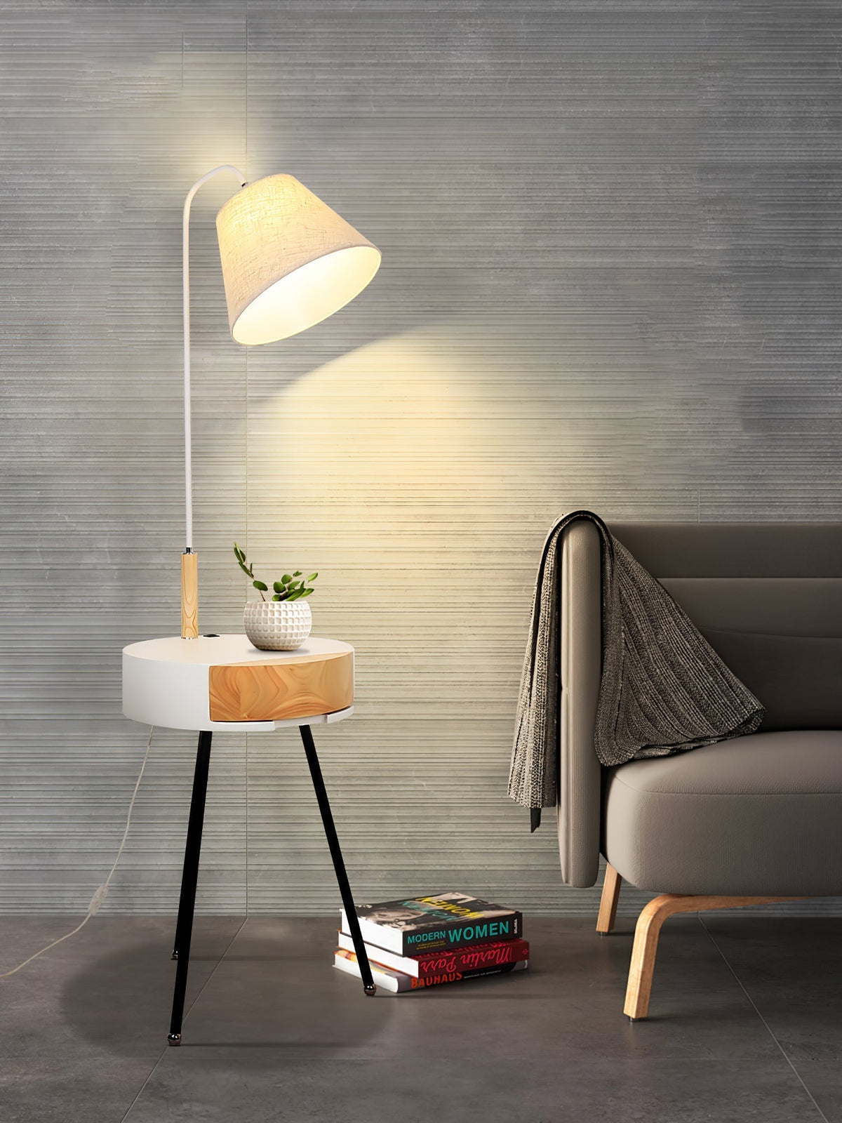 Lumo driepoot vloerlamp van linnen