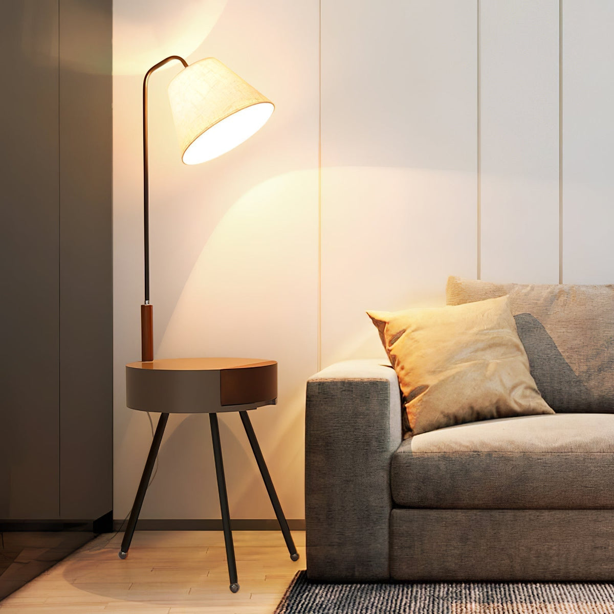 Lumo driepoot vloerlamp van linnen
