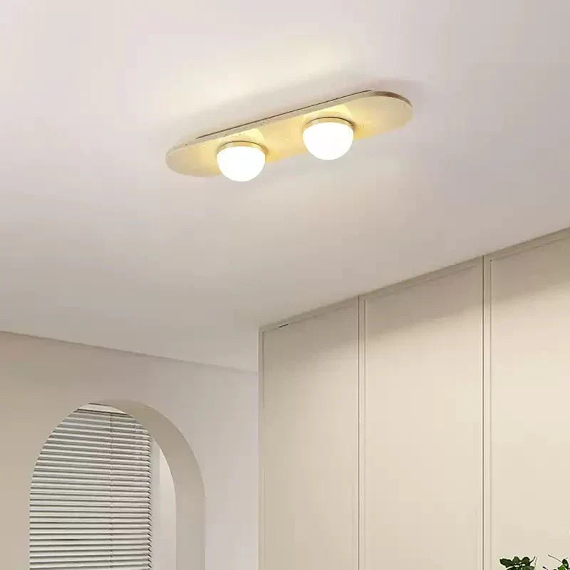 Ivan plafondlamp met drie balken in geel travertin