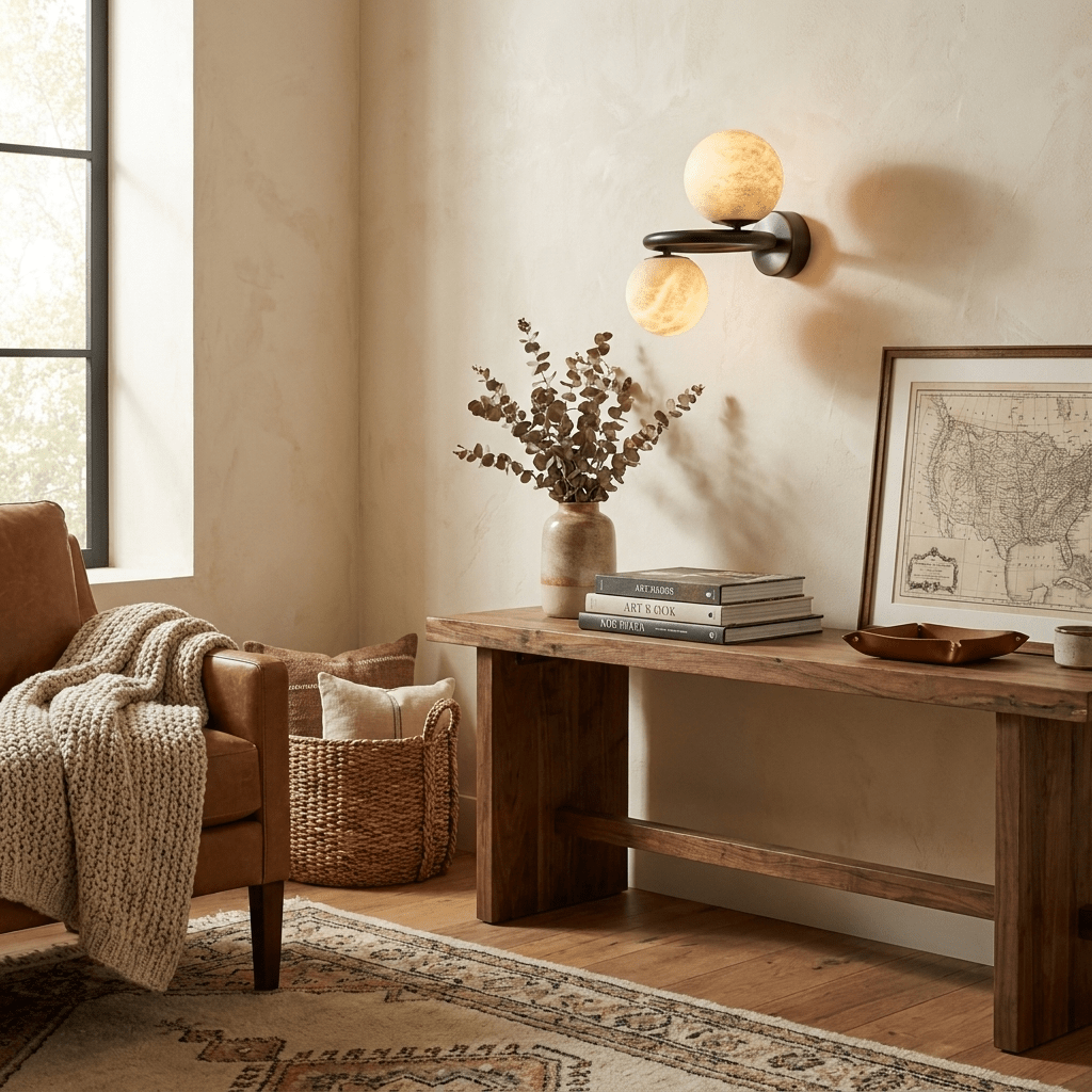 Two bollen albasten wandlamp