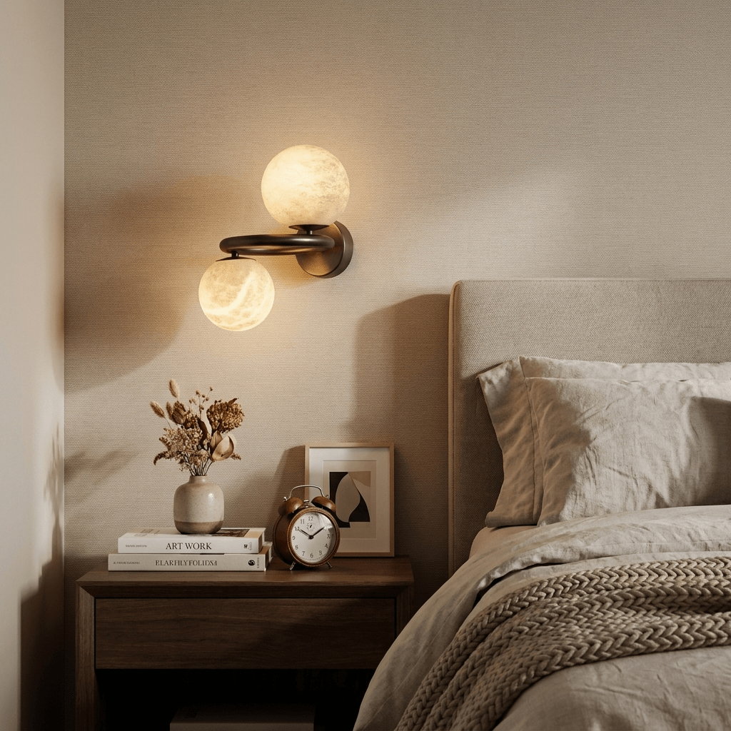 Two bollen albasten wandlamp