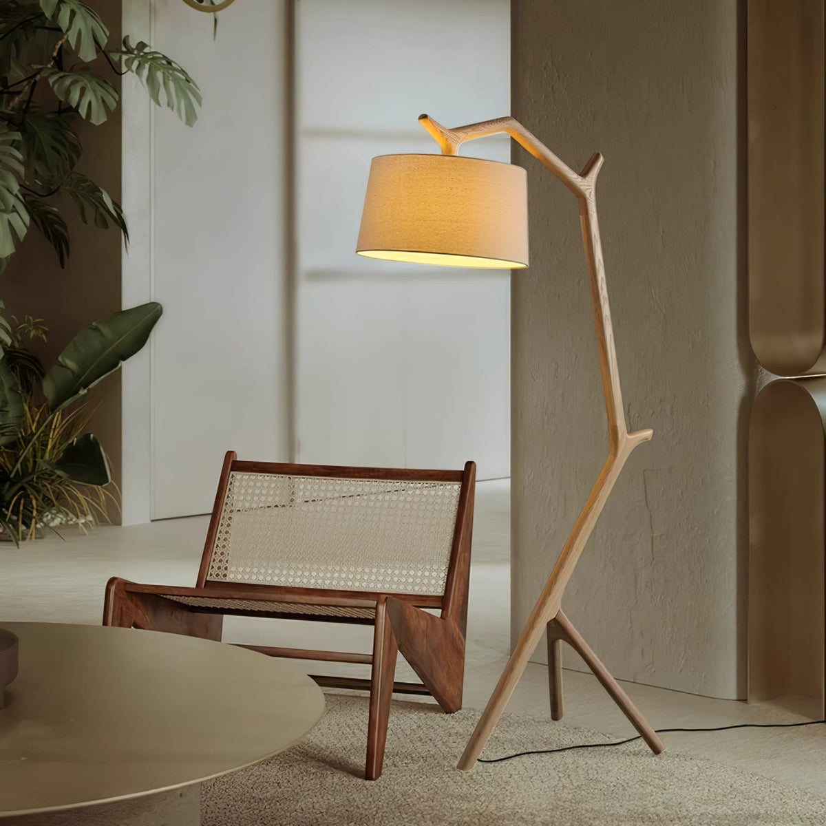 Ulmiril Rustic Houten vloerlamp