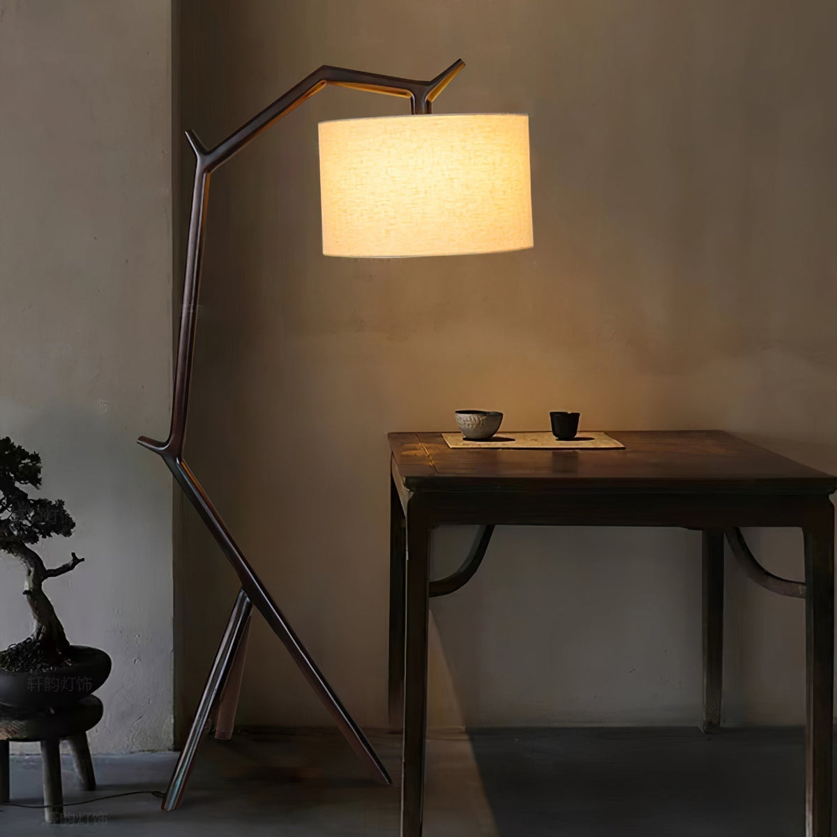 Ulmiril Rustic Houten vloerlamp
