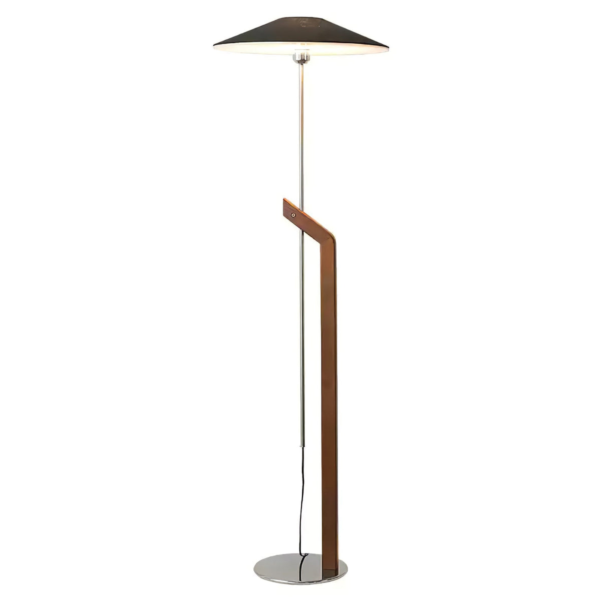 Lumorine Moderne vloerlamp met parapluhoofd in walnootkleur