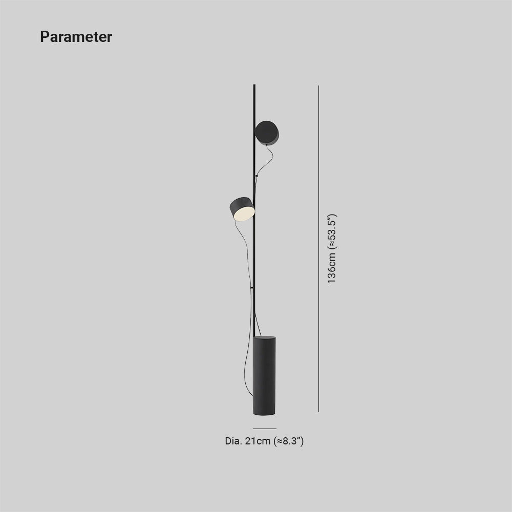 Avi Design Cilindrisch/Lineair Modern Vloerlamp, Metaal, Zwart, Slaapkamer