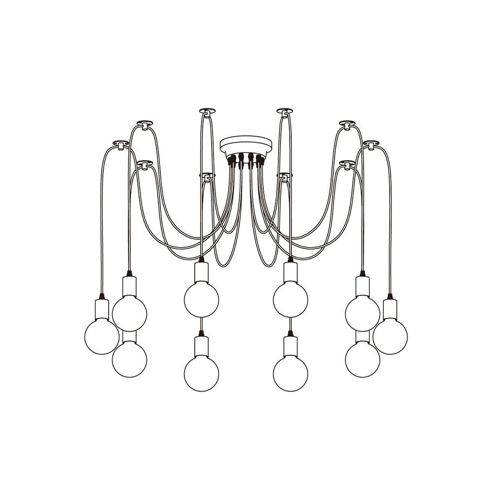 Alessio Retro Design Country Spider LED Hanglampen Metaal Zwart/Wit