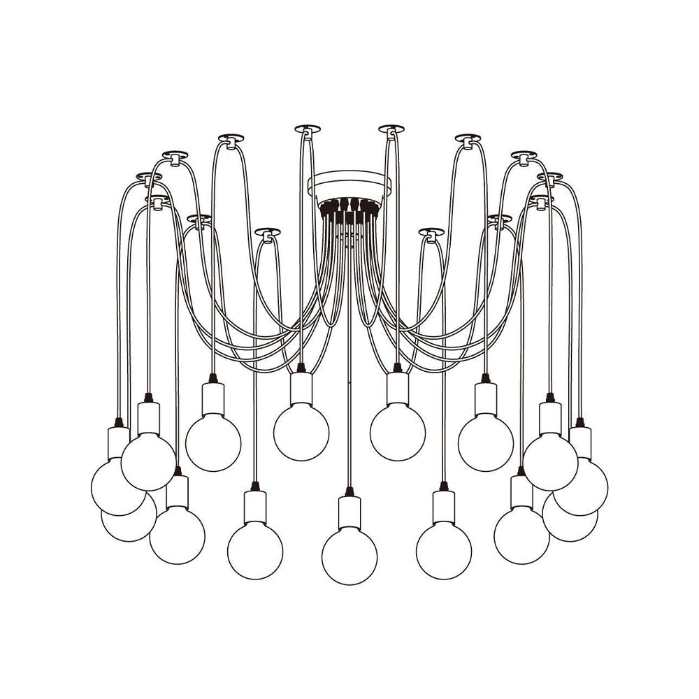 Alessio Retro Design Country Spider LED Hanglampen Metaal Zwart/Wit
