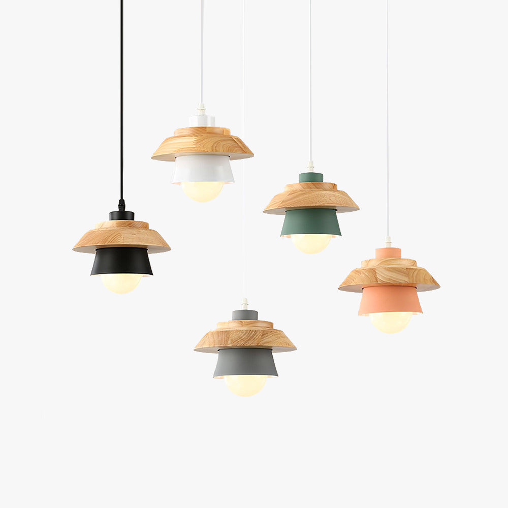 Zaid Moderne Design LED Hanglamp Metaal Hout 6 Kleur Slaapkamer/Woonkamer