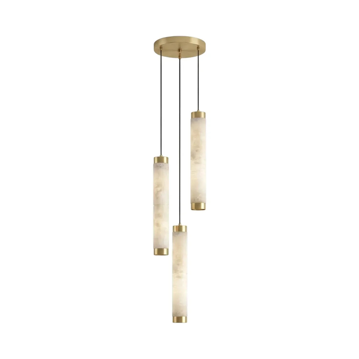 Lira cilindrische hanglamp van albast met goudkleurige afwerking