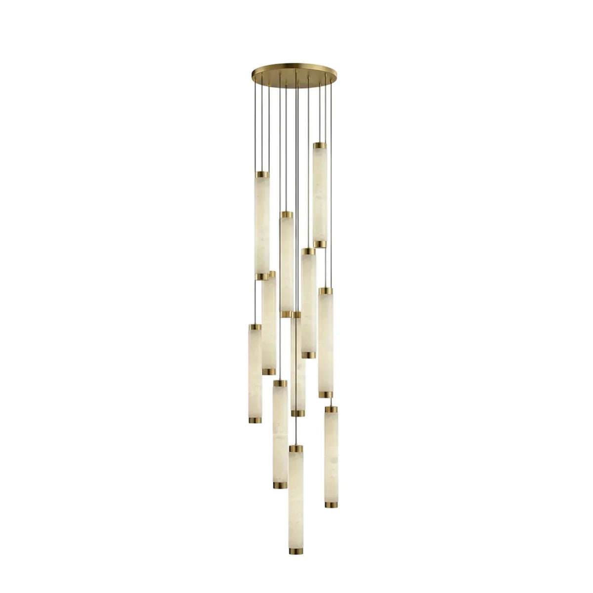 Lira cilindrische hanglamp van albast met goudkleurige afwerking