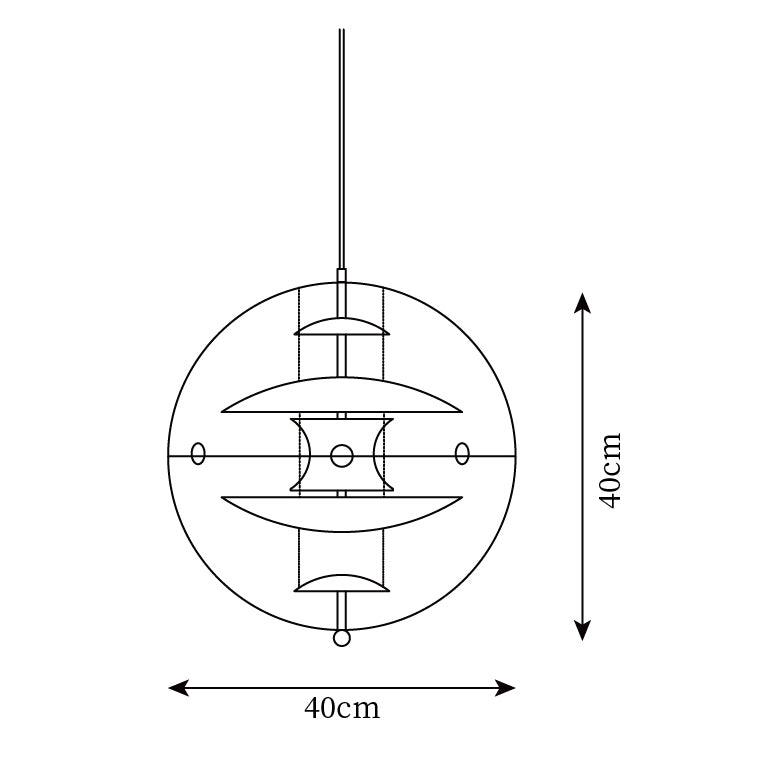 Moderne hanglamp met zwevende geometrische lagen, heldere bolvormige kap