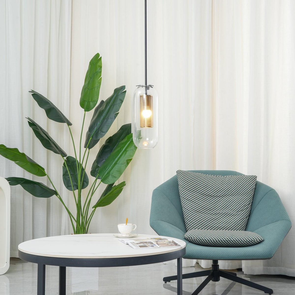 Sypharil Minimalistische hanglamp met glas