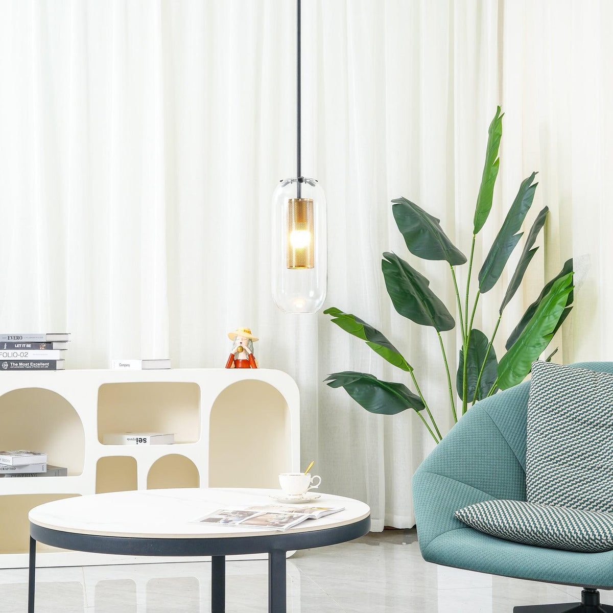 Sypharil Minimalistische hanglamp met glas