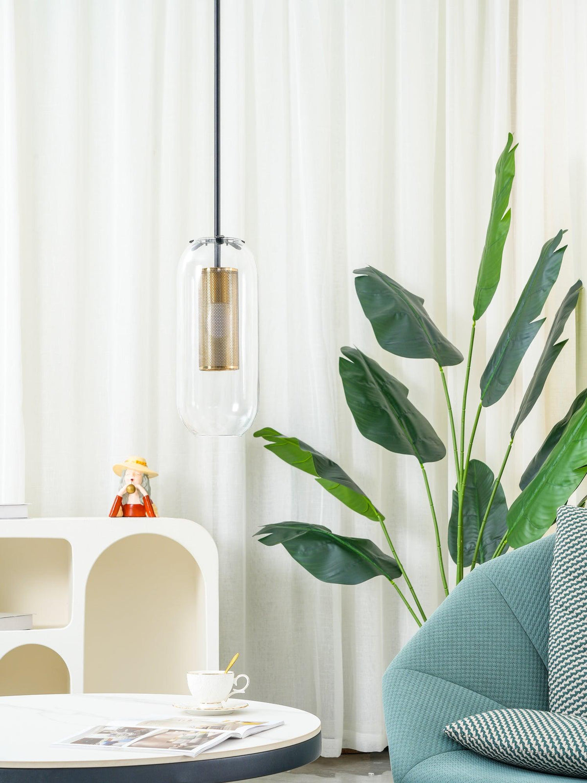 Sypharil Minimalistische hanglamp met glas