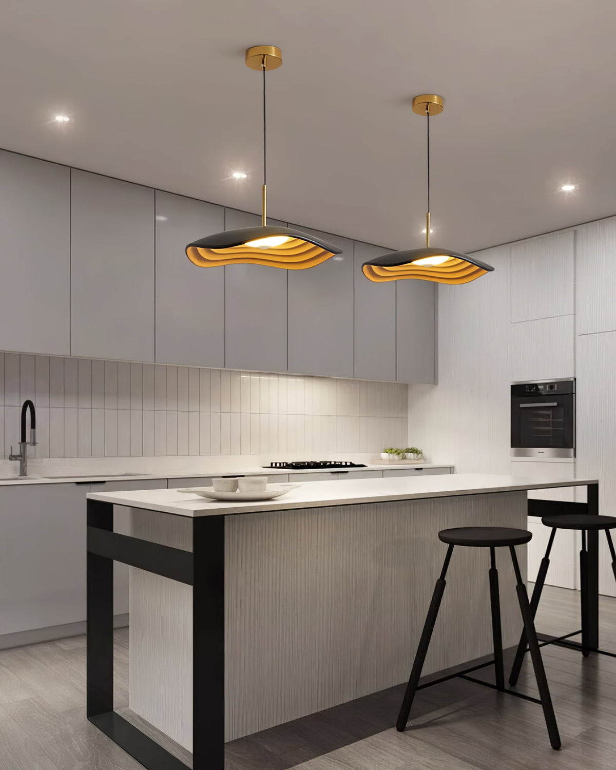 Mariva Moderne hanglamp met golfvorm en accent goudkleurig