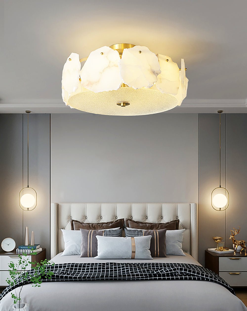 Peld albast vlakke plafondlamp