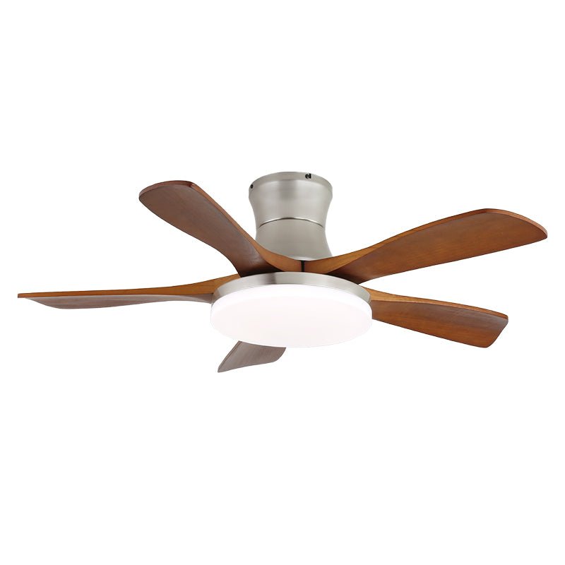 Elveora Moderne plafondventilator met verlichting van messing en walnoothout