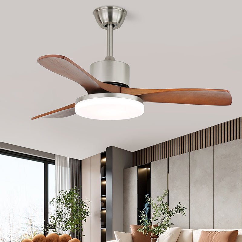 Elveora Moderne plafondventilator met verlichting van messing en walnoothout