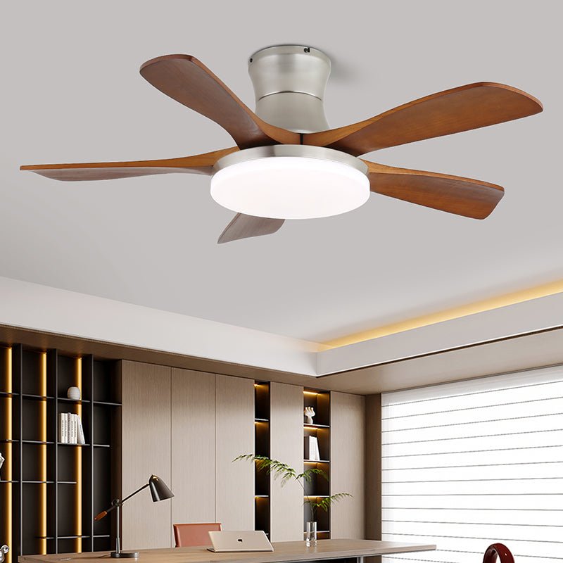 Elveora Moderne plafondventilator met verlichting van messing en walnoothout