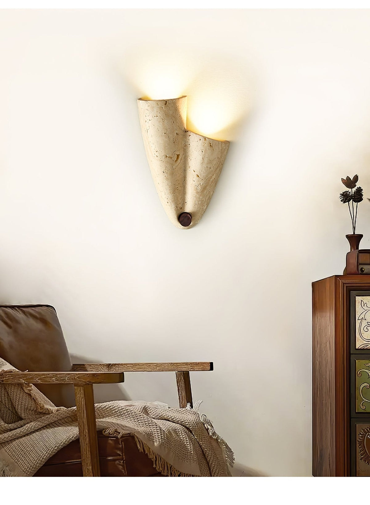 Valeliella wandlamp in travertin